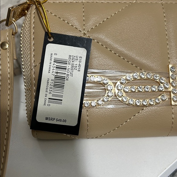BEBE NWT ZARA WRISTLET IN BEIGE WITH RHINESTONES - Picture 2 of 3